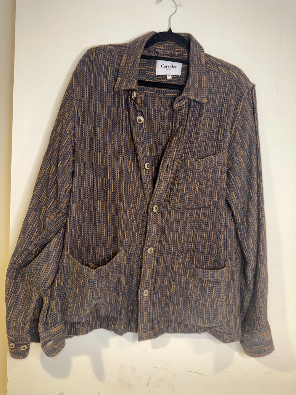 Corridor New York Men’s M Textured Woven Chore Jacket Overshirt 3 Pocket